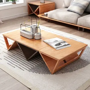 和風モダンリビングルーム家具コンバーチブルサイドティーテーブル木製折りたたみコーヒーテーブル
