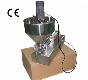 Pneumatic piston one-head paste filling machine with mixer (pneumatic cream filler with stirrer, sauce filler with agitator)