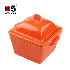 Orange grès casserole soupe stock pots avec cocotte - Product Image 2