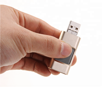 Logo Kustom MOQ Kecil. Flash Drive USB OTG 3 in 1 untuk Perangkat iPhone dan Android, USB 3.0, 32GB/64GB
