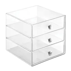 3 Drawer Storage Organizer for Makeup, Beauty Products, Office Supplies, Clear