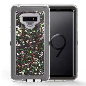 Baru Kedatangan Bling Glitter Phone Case Pasir Robot Glitter Cair Silikon Phone Case untuk Samsung Note 9 Case Cover