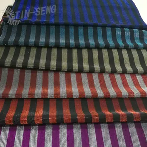 China Factory Wholesale Metallic Stripe Fabric , Compond Moonlight Fabric with Shiny Lurex Stripe for Home Textile