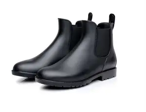 Botas de lluvia de PVC para hombre, Botines Chelsea brillantes, venta al por mayor