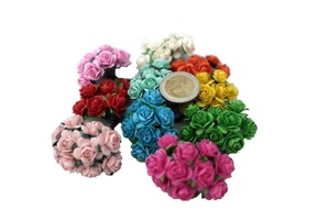 100 מעורב צבע 10mm מלאכותי תות נייר רוז פרח חתונת Scrapbook DIY קרפט Scrapbook - Product Image 3