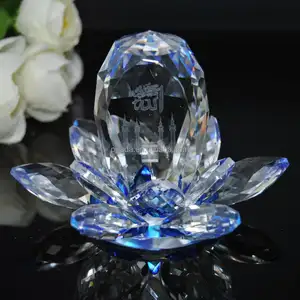 Desain Baru Bunga Lotus Kristal Kaca Dekorasi Penggunaan Candi Kreatif dengan Buddha
