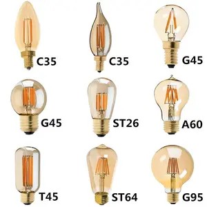 Sıcak satmak LED edison ampul e27 e14 edison stil led ampul ST64 A60 (A19) T45 G95 G45 C35 ST26