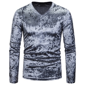Maglietta con scollo a V <span class=keywords><strong>in</strong></span> <span class=keywords><strong>velluto</strong></span> tinta unita da uomo all'ingrosso 2022 - Product Image 5