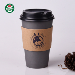 Taza de papel con revestimiento pe de una sola pared, diseño de logotipo bio, con funda - Product Image 3