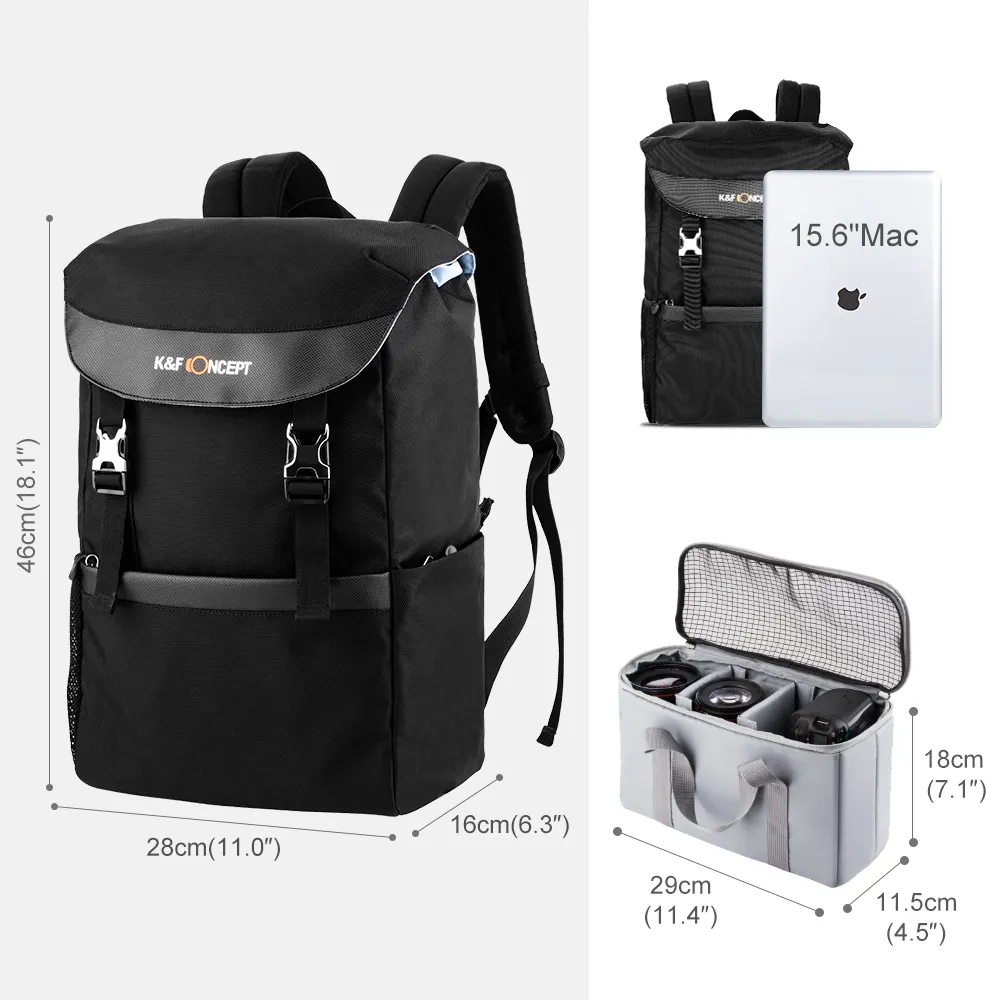 KF Concept Freeman กระเป๋ากล้องกระเป๋าเป้สะพายหลัง28*16*46ซม.น้ำหนัก1กล้อง + 2เลนส์