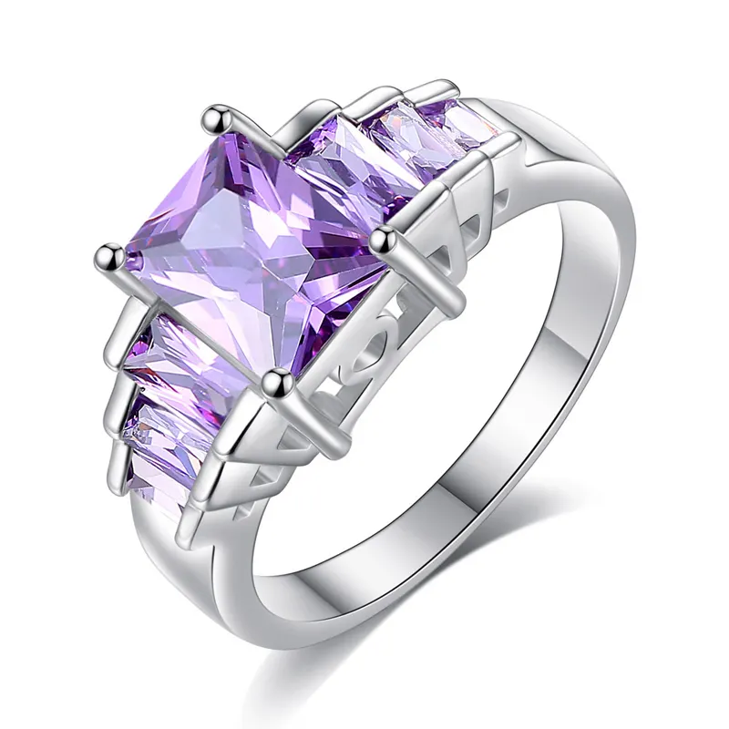 Women Jewelry Manufacturer China The Silver Ring With Purple Diamond R17