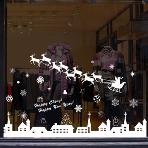 Décorations de Noël en vinyle pour vitrines de magasins, autocollants muraux pour les fêtes - Product Image 2