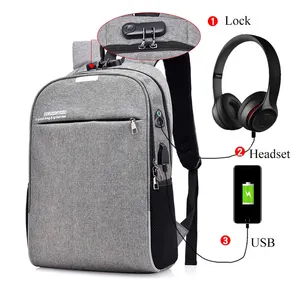 Mochila Personalizada para Computadora Portátil de 15.6 Pulgadas y 17 Pulgadas, Negra, Impermeable, con Puerto USB y Candado Codificado para Hombre - Product Image 1