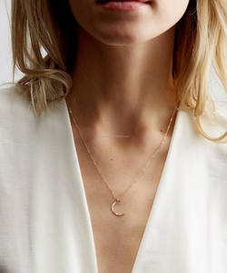 Oro Semplicemente disegno martellato Crescent Moon pendente di Fase Lunare Collane - Product Image 4