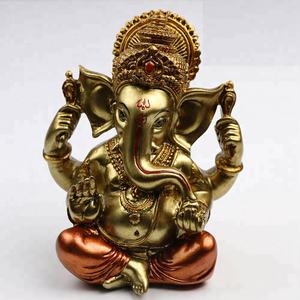 Statua di Ganesha, Dio Indiano, Dipinta a Mano in Rame Anticato, in Vendita - Product Image 5