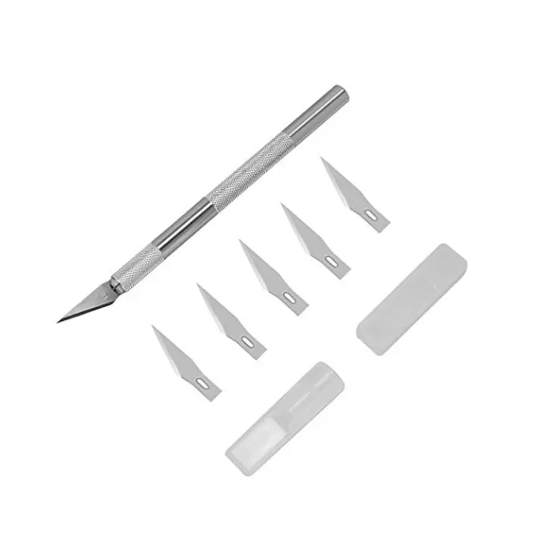 [KOOCU] Precision Art Knife with 5 Blades Stainless Steel Hobby Knife for Phone PC Tablet Repair DIY Art Work Cutting Caving