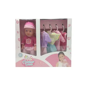 12" Plastic Kids Play DIY Cloth Changing Baby Doll With Doll Outfit