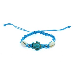 Braccialetto DK HAWAIIAN per Bambini in Stile Spiaggia <span class=keywords><strong>con</strong></span> Ciondolo <span class=keywords><strong>Tartaruga</strong></span> e Conchiglia Cowry, in Lega e Corda Cerata Turchese, Misura Regolabile - Product Image 4
