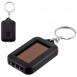 Inner Battery Solar Rechargeable Portable 3 LED Key Ring Flashlight