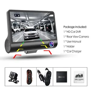 Podofo 4.0 inç 3 Lens araba kara kutusu Dash kamera HD 1080P 170 derece geniş açılı araba kamerası DVR Video kaydedici g-sensor dashcam