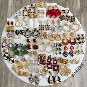 <span class=keywords><strong>Orecchini</strong></span> Pendenti Kaimei Fashion 2019 ZA Brands in Lega Multicolore per Donne, Grandi <span class=keywords><strong>Orecchini</strong></span> Statement in Metallo Dorato, Gioielli Unici Bijoux - Product Image 2