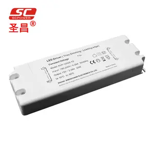 لا وميض PWM الناتج Triac led محرك قابل للتخفيت الجهد المستمر ac-dc 12V 25W مع سليم البلاستيك الإسكان