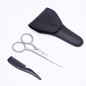Bolsa de cuero de viaje para hombre de etiqueta privada de acero inoxidable preciso aseo bigote barba estilo de pelo peine de tijera - Product Image 3