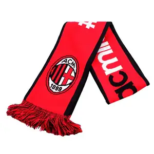 Logo personalizzato squadra di calcio acrilico jacquard fan cheer sciarpa ricamo calcio