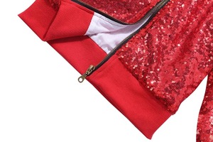 Jaket Natal Anak Perempuan, Mantel Merah Payet Natal Warna Polos Kasual untuk Bayi Perempuan - Product Image 5