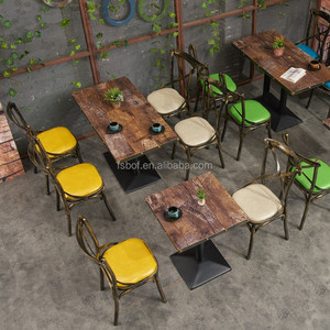 Muebles Industriales al por Mayor, Juego de Mesa y Sillas de Comedor de Metal para Restaurante, Cafetería, Silla con Respaldo Cruzado en <span class=keywords><strong>X</strong></span> - Product Image 1