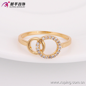 13572 Xuping 18k color oro gracioso anillo con dos círculos que se entrelazan entre ellos para mujer - Product Image 1