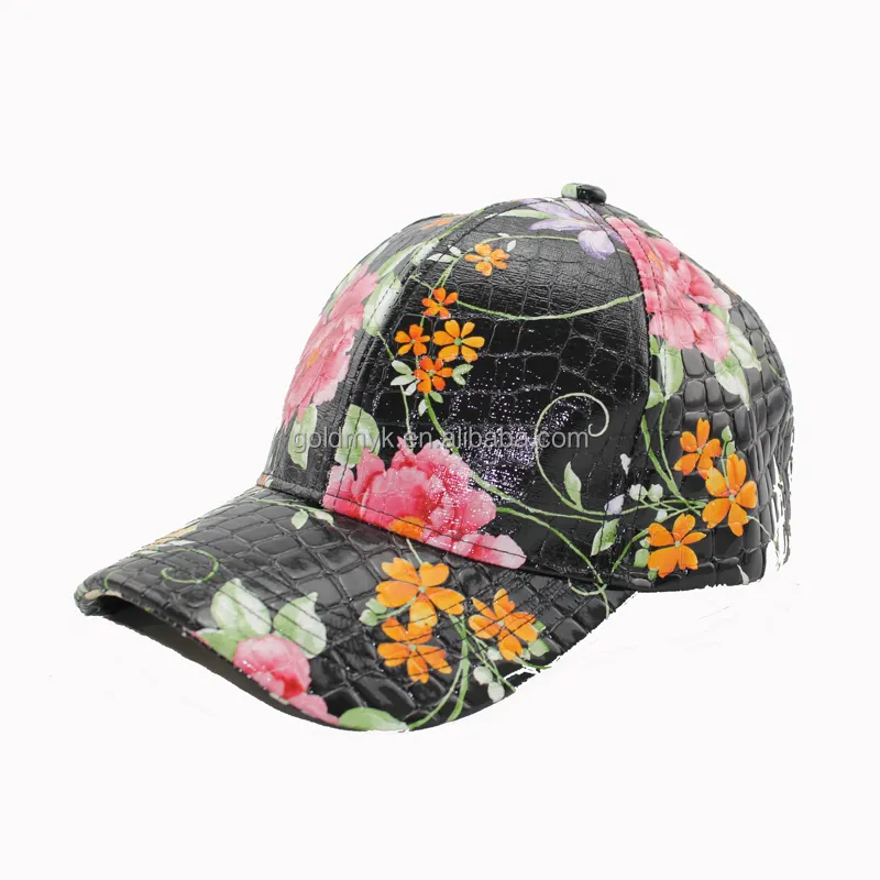 Fashion baseball cap for women with imitation leather fabric