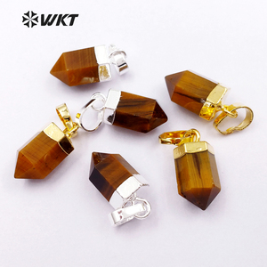 Commercio All'ingrosso di Figura Della Pallottola WKT WT-P1327 Terminato Punto Piccolo 24 k Reale Placcato Oro Occhio di Tigre ciondolo per Le Donne - Product Image 3
