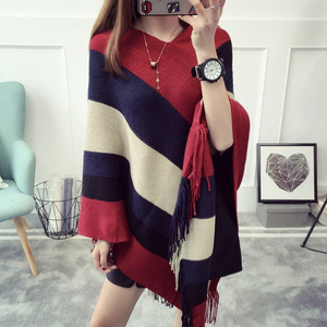 Pull en tricot ample pour <span class=keywords><strong>femme</strong></span>, nouveau design, cape, châle, style long, <span class=keywords><strong>poncho</strong></span> en <span class=keywords><strong>acrylique</strong></span>, pull sans manches, tabard, châles - Product Image 2
