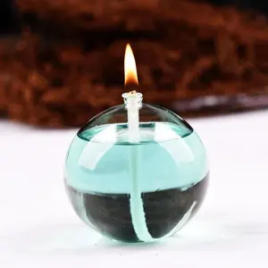 Custom Blown Clear Ball Round Shaped Decorative Table Glass Oil Candle Lamp