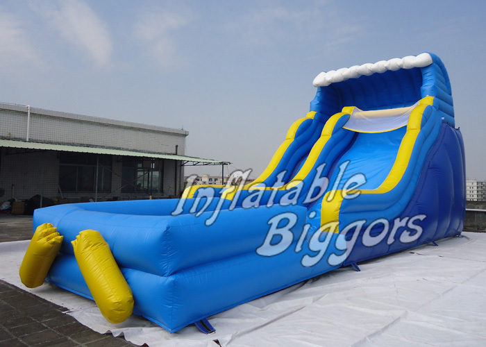 Bleu gonflable de glissière d'eau de grande piscine d'enfants avec du CE de PVC increvable,des glissades d'eau intérieures