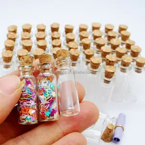 Botol Kaca Bening Tabung 1Ml dengan Gabus Miniatur Botol Kaca dengan Gabus Botol Sampel Kosong/Pesan Pernikahan Bagian Perhiasan