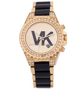 Brand MK men's and women's gift gold watch stainless steel bracelet chronograph GENEVA vintage watch