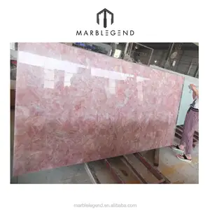 Charming natural semi precious stone pink rose crystal quartz slab