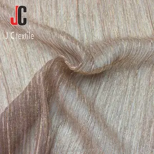 JC-A3175时尚花式现成商品100% 涤纶卢勒克斯针织面料，带褶皱女装