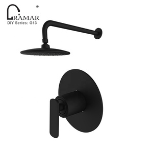 En Laiton massif Salle De Bains Intégrée Mat Noir Ensemble de Robinet de <span class=keywords><strong>Douche</strong></span> sans Douchette - Product Image 1