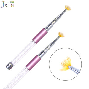 Cepillo de abanico de uñas de pintura de Gel UV de diseño de cristal con mango de Metal rosa de alta calidad <span class=keywords><strong>para</strong></span> <span class=keywords><strong>aplicar</strong></span> brillos - Product Image 4