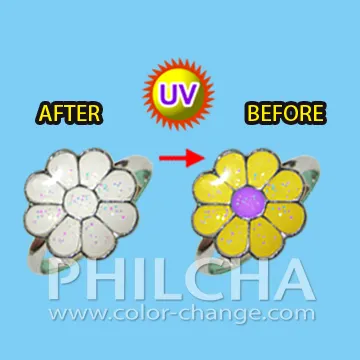 UV Color Changing Flower Metal Ring for girls, Changes Color in the Sun