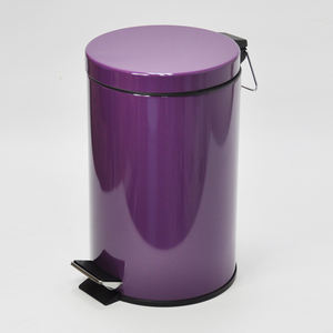 Cubo de basura con pedal de pie de metal impermeable ecológico de 12L de color púrpura elegante - Product Image 1