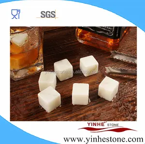 Cubo de hielo del whisky de piedra de piedra Natural de mármol blanco conjunto