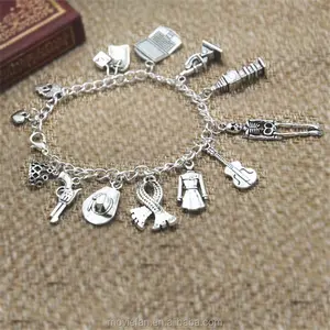 Sherlock Holmes Inspired Charm Bracelet silver tone