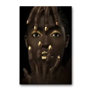 Vendita calda Avvolto Galleria Giclee Sexy Africano Modello Della Ragazza Stampe Su Tela di Arte Della Parete Della Decorazione Della Parete Della Pittura