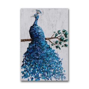 Blu/rosa Moderna Pittura Del Pavone Misto Media Arts - Product Image 3