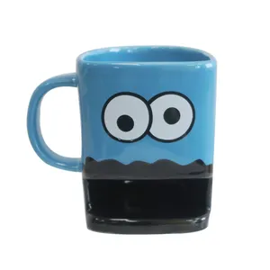 Tazza di caffè di ceramica cookie monster tazza con supporto dei cookie