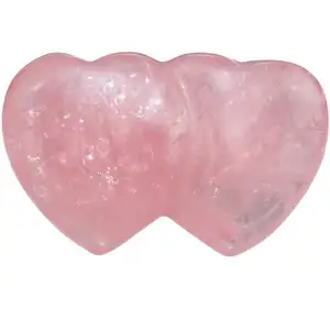 Natural Rose Pink Crystal Double Heart Shaped Hearts Crystal Gemstone Hearts